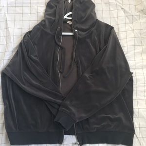 Oversized dark grey velvet sweater